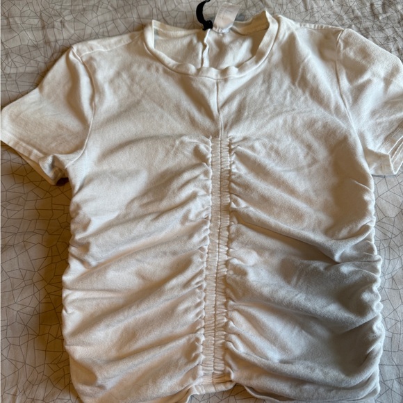 Divided Ruched Short Sleeve Top - Picture 1 of 3